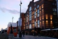 Norways building facade in a twilight