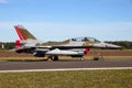 Norwegian Air Force F-16 in the colors of a WW2 Spitfire Royalty Free Stock Photo