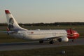 Norwegian Air Shuttle plane taxiing Royalty Free Stock Photo