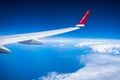 Norwegian airliner wing over Baltic sea.