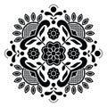 Norwegian Black Folk Art Bunad Pattern Rosemaling Style Embroidery Royalty Free Stock Photo