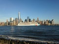 Norwegian Breakaway Cruise Ship on Hudson River Leaving Manhattan.