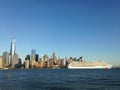 Norwegian Breakaway Cruise Ship on Hudson River Leaving Manhattan.