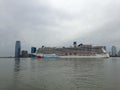 Norwegian Breakaway Cruise Ship on Hudson River Leaving Manhattan.