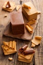 Norwegian brunost cheese Royalty Free Stock Photo