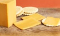 Norwegian brunost cheese with crackers Royalty Free Stock Photo