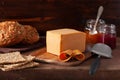 Norwegian brunost traditional brown cheese Royalty Free Stock Photo