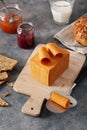 Norwegian brunost traditional brown cheese Royalty Free Stock Photo