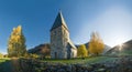 Norwegian countryside church at sunset Royalty Free Stock Photo