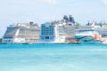 Three cruise ships in port at Nassau