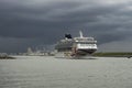 Norwegian Cruise Lines` Norwegian Sun heading out to Sea Royalty Free Stock Photo