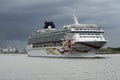 Norwegian Cruise Lines` Norwegian Sun heading out to Sea Royalty Free Stock Photo