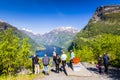 Norwegian Fjord Geiranger Norway tourists Royalty Free Stock Photo