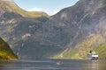 Norwegian fjord landscape. Cruise travel. Visit Norway. Royalty Free Stock Photo