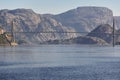 Norwegian fjord landscape. Hardanger bridge. Sorfjorden area. Vi