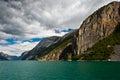 Norwegian fjord and mountains. Lysefjord Royalty Free Stock Photo