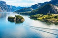 Norwegian fjord and mountains Lysefjord, Norway. Royalty Free Stock Photo