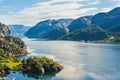 Norwegian fjord and mountains in summer Lysefjord, Norway Royalty Free Stock Photo