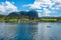 Norwegian fjord and mountains in summer Lysefjord, Norway Royalty Free Stock Photo