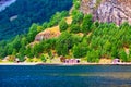 Norway village and fjord landscape in Flam Royalty Free Stock Photo