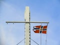 Norwegian flag on Fjord1 Fylkesbaatane ferry in Norway