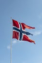 Norwegian Flag Blue Sky Royalty Free Stock Photo