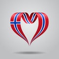 Norwegian flag heart-shaped ribbon. Vector illustration.