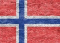 Norwegian flag over wall