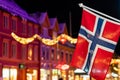 Norwegian flag in Tromso city centre Royalty Free Stock Photo