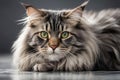 Norwegian Forest lying on the ground. Royalty Free Stock Photo