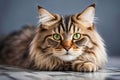 Norwegian Forest lying on the ground. Royalty Free Stock Photo