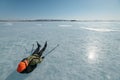 Norwegian hiking skates. An experimental tour skates for prolonged trips to the ice. Used in Russia. Royalty Free Stock Photo