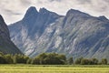 Norwegian landscape with mountains and forest. Reinheimen Nation Royalty Free Stock Photo