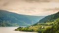 Norwegian landscape, Osteroy suspension bridge Royalty Free Stock Photo