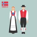 Norwegian man and woman in traditional costumes