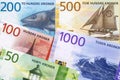 Norwegian money - Krone a business background Royalty Free Stock Photo