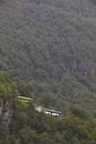 Norwegian mountain road with buses. Stalheim viewpoint. Norway