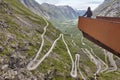 Norwegian mountain road. Trollstigen. Norway tourist viewpoint. Royalty Free Stock Photo