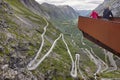 Norwegian mountain road. Trollstigen. Stigfossen waterfall. Norw Royalty Free Stock Photo