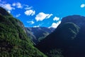 Norwegian mountains in a blue sky