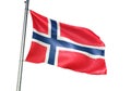 Norway national flag waving isolated on white background realistic 3d illustration Royalty Free Stock Photo