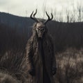 Norwegian Nature: Dark Ritualistic Mask And Horns In Eerie Landscapes