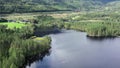 Norwegian Nature. Lake and forest around. 2019. Small village in vicinity of amazing lake and forest