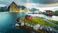 norwegian nature with red houses