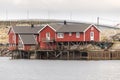 Norwegian old city with reflections in water and cloudy sky, nor Royalty Free Stock Photo