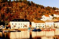 Norwegian old port over high cliffs Royalty Free Stock Photo