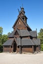 Norwegian Oslo restored stave church. Gol. Bygdoy. Norsk Folkemuseum Royalty Free Stock Photo