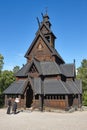 Norwegian Oslo restored stave church. Gol. Bygdoy. Norsk Folkemuseum. Royalty Free Stock Photo