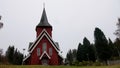 Norwegian red church Hol kyrkje at Hagafoss in Buskerud Norway in autumn Royalty Free Stock Photo