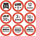 Norwegian regulatory road sign - No vehicles over 3.5 tons Royalty Free Stock Photo